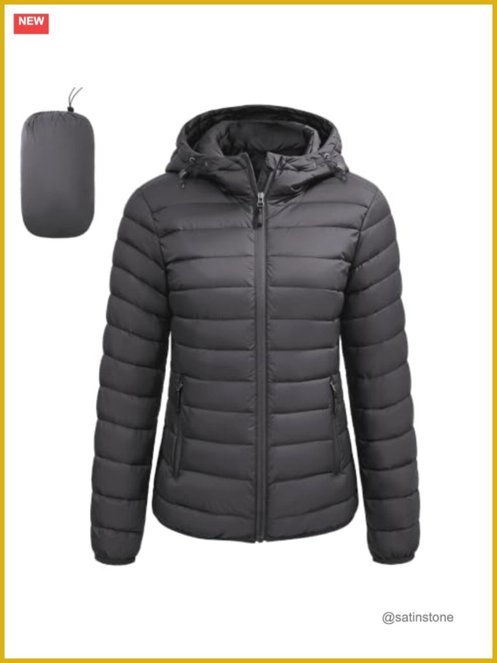 Women's Packable Puffer Coat with Hood Quilted Down for Travel